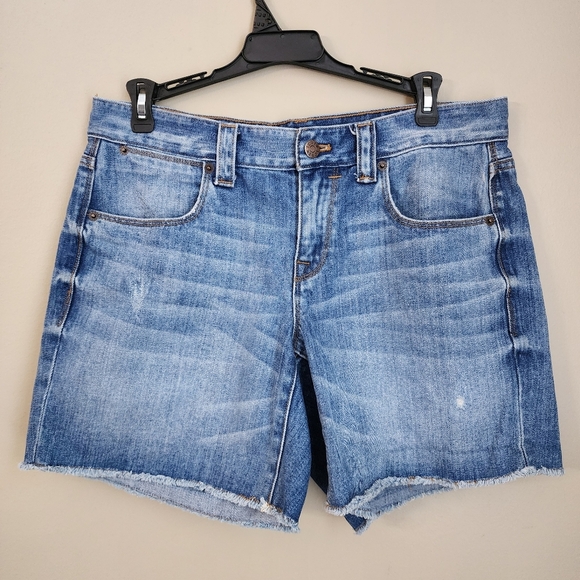J Crew Denim Blue Women's Shorts Size 28 Raw Hem 100% Cotton - Picture 1 of 5